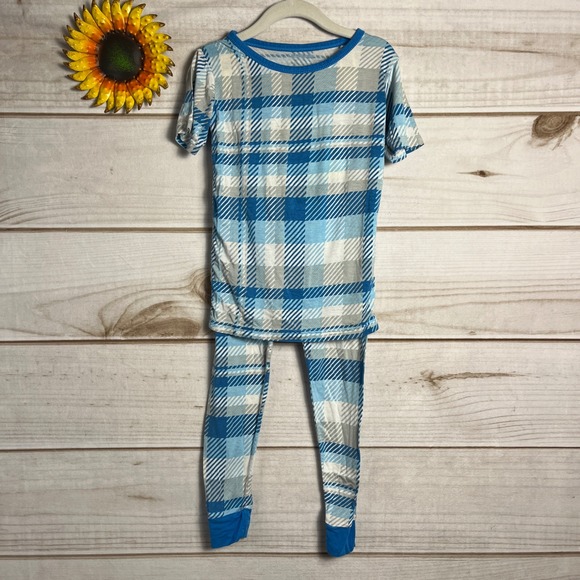 Little Sleepies Other - Little Sleepies Pajamas 4T Blueberry Plaid Bamboo Kids Sleepwear Set